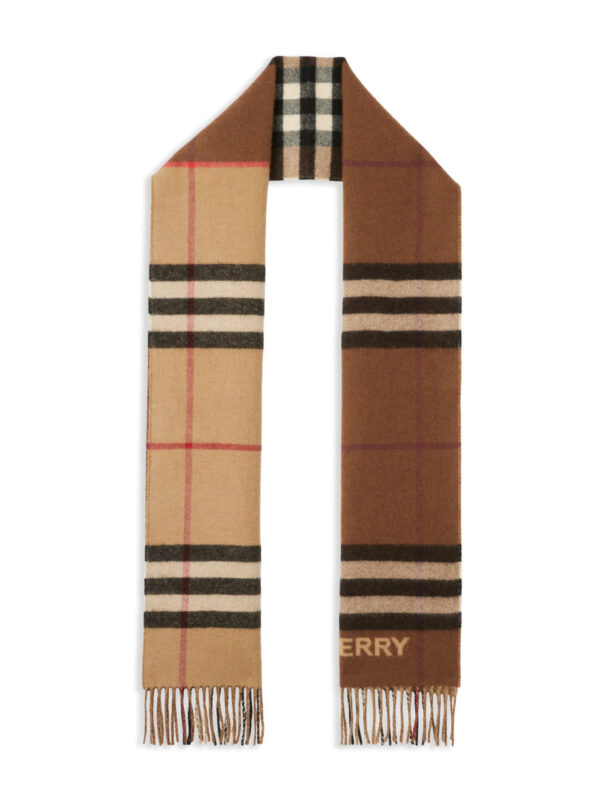 Burberry 80453291 Sciarpa in Cashmere Bicolore Con Frange Unisex 170×35 Special Price