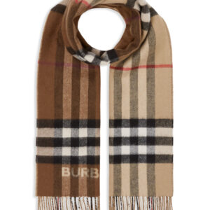 Burberry 80453291 Sciarpa in Cashmere Bicolore Con Frange Unisex 170×35 Special Price