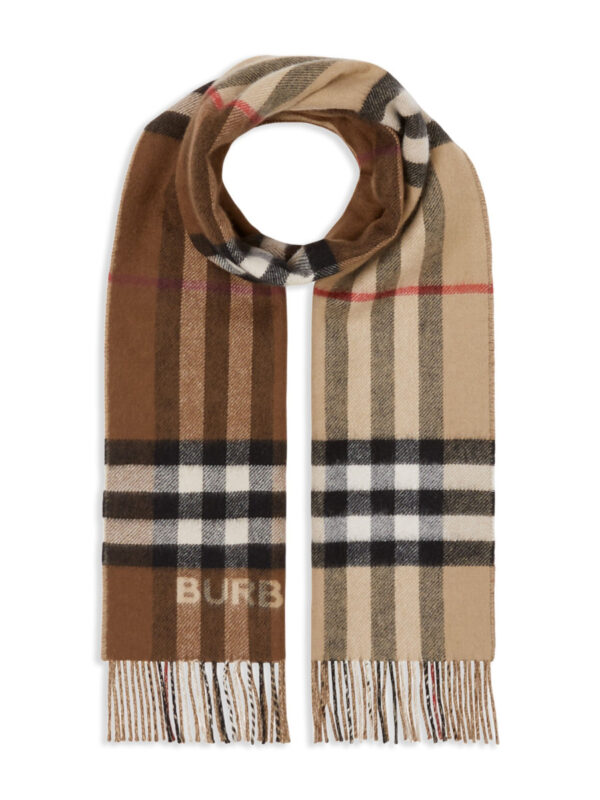 Burberry 80453291 Sciarpa in Cashmere Bicolore Con Frange Unisex 170×35 Special Price