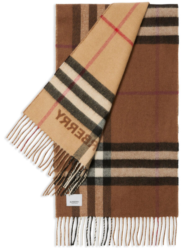 Burberry 80453291 Sciarpa in Cashmere Bicolore Con Frange Unisex 170×35 Special Price